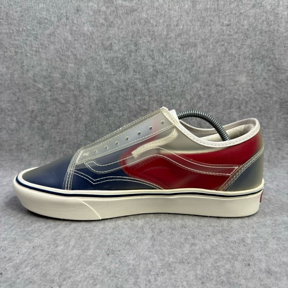 Vans Womens Shoes Size 8.5 Rare ComfyCush Slip On Skool Blue Red Canvas Sneakers - Picture 7 of 9